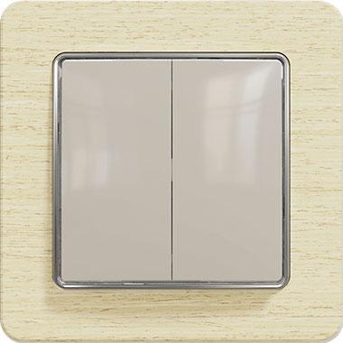 Sedna two-circuit switch (beige insert, birch frame)